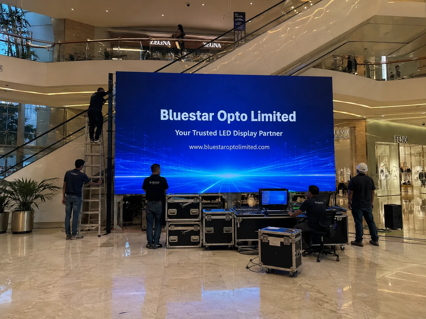 Shopping mall atrium LED display case