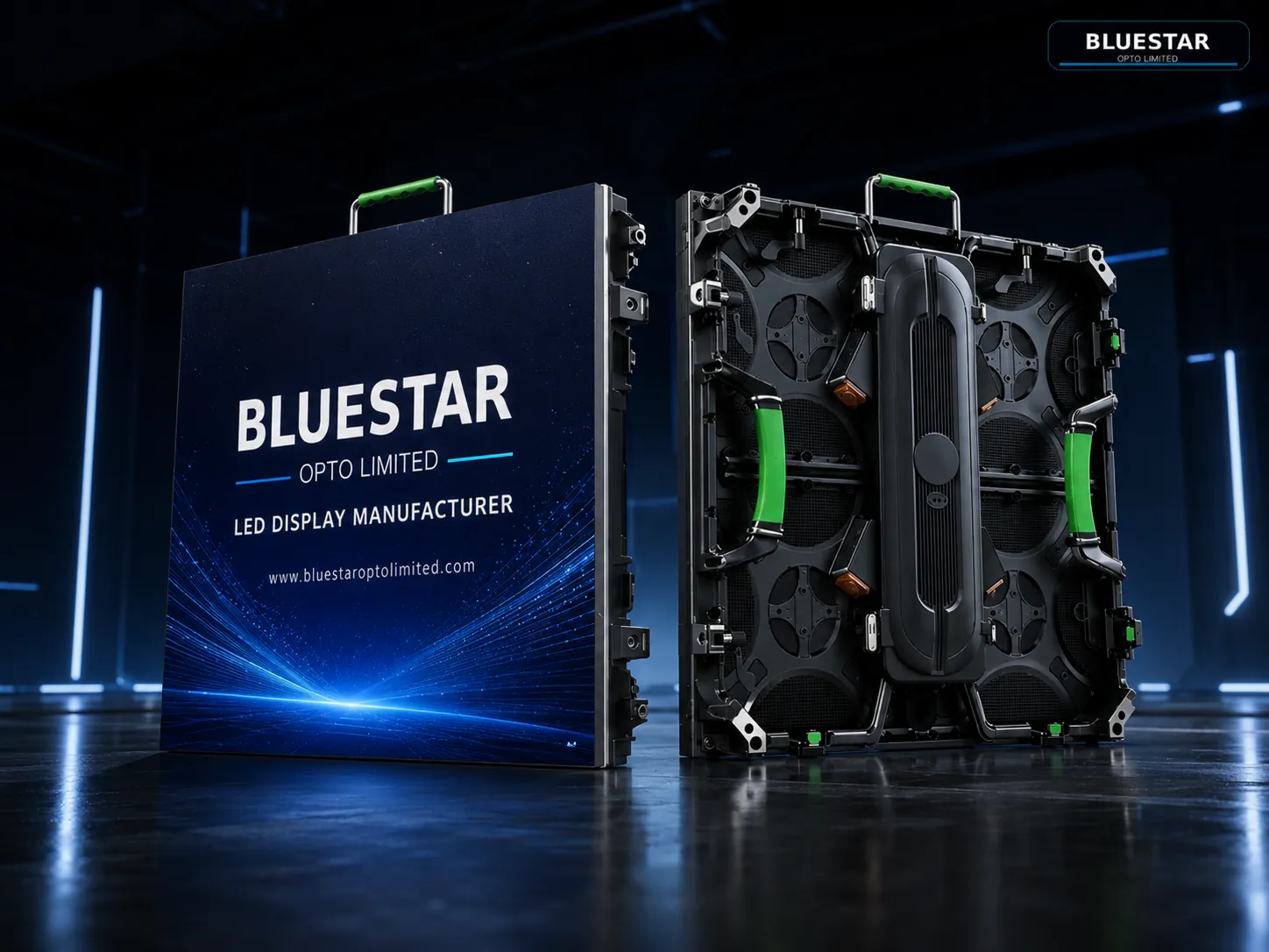 P3.91 500X500mm para interiores – vista lateral